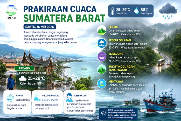 Langit Sumbar Mendung Seharian, BMKG Minta Warga Siaga Cuaca Mendadak
