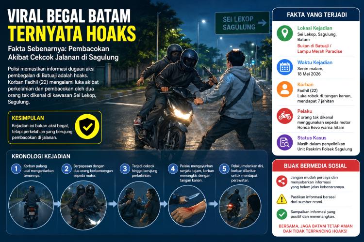 Pemuda Batam Dibacok Tengah Malam, Polisi Pastikan Bukan Aksi Begal