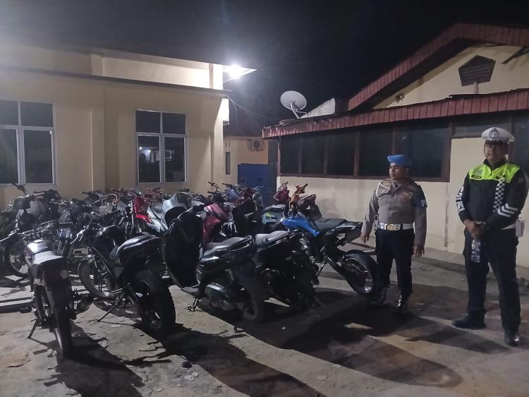 Polsek Bagan Sinembah kembali Razia Balap Liar, 5 Motor Kenalpot Brong Diamankan