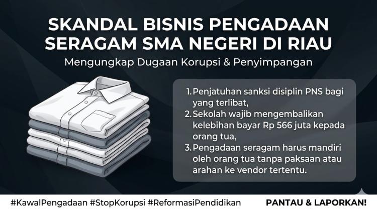 Skandal Bisnis Seragam Siswa, Kadis Pendidikan Riau Kena Semprit Inspektorat: Pengadaan Tak Wajib, Jangan Arahkan Vendor Tertentu!