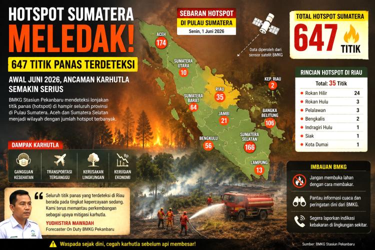 Darurat Karhutla! Hotspot Sumatera Meledak Jadi 647 Titik, Riau Ikut Membara