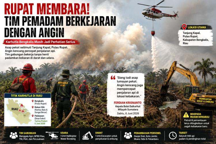 Karhutla Mengamuk di Pulau Rupat, Helikopter dan Pasukan Tambahan Diterjunkan