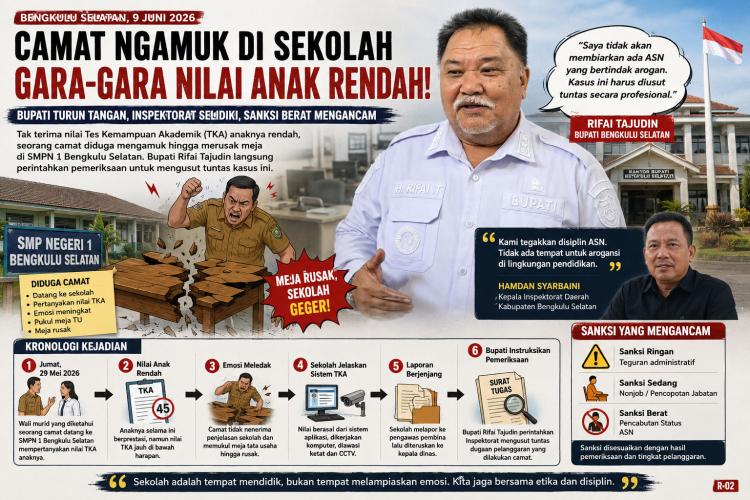 Gegara Nilai TKA Anak Anjlok, Camat Ini Hancurkan Meja di Sekolah, Kini Terancam Dipecat!