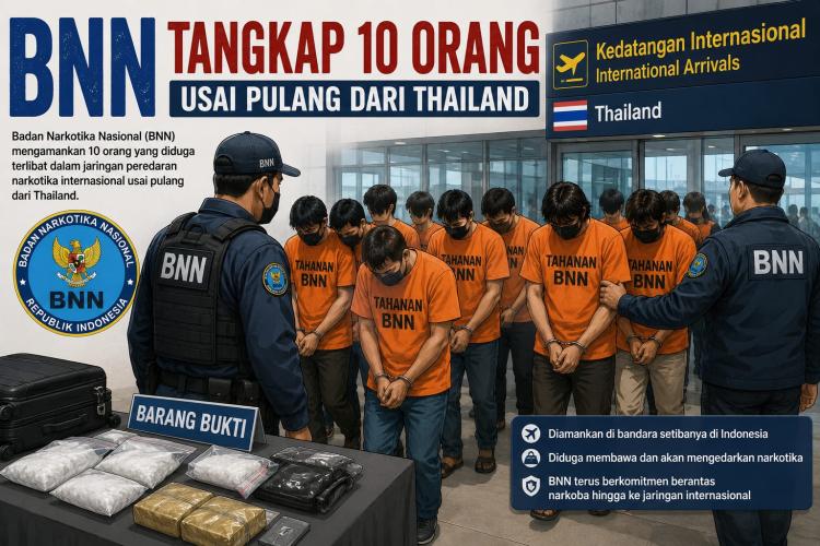 BNN Tangkap 10 Orang Usai Pulang dari Thailand, Benarkah Rombongan HIPMI?