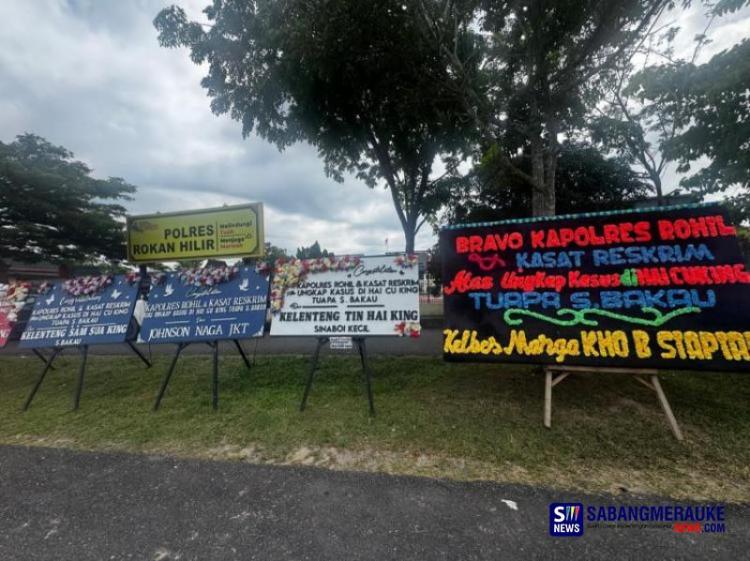 Puluhan Karangan Bunga Banjiri Polres Rokan Hilir, Apresiasi Masyarakat Tionghoa atas Keberhasilan Ungkap Pencurian Hiolo