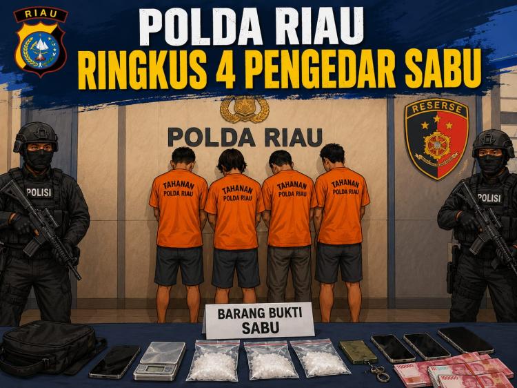 Tak Ada Ampun! Polda Riau Ringkus 4 Pengedar Sabu di Panger, Pemasok Utama Kini Jadi Target