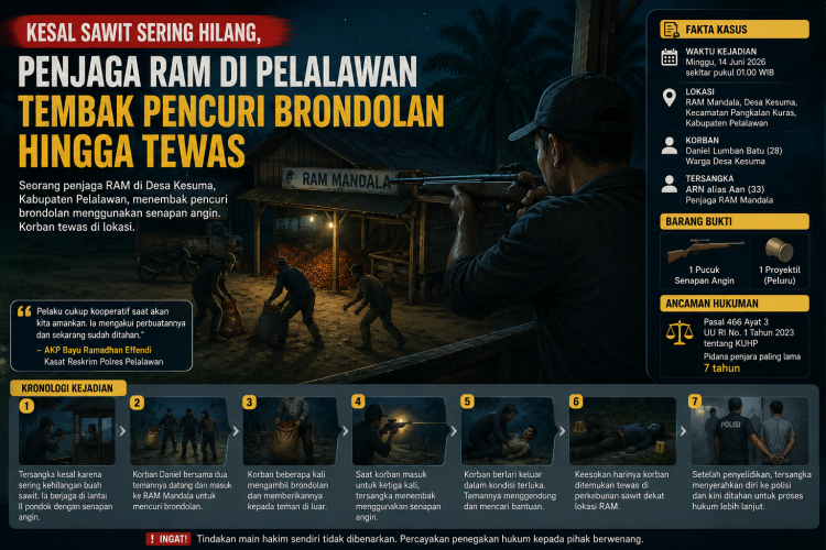 Tembakan di Tengah Malam Berujung Maut, Penjaga RAM Sawit di Pelalawan Jadi Tersangka
