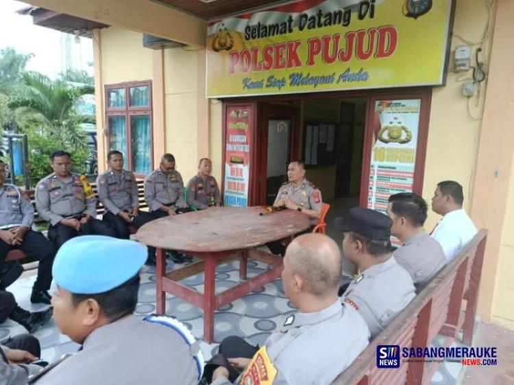 Polsek Pujud Gelar Anev Mingguan, Kapolsek Tekankan Disiplin, Pelayanan Prima dan Antisipasi Banjir