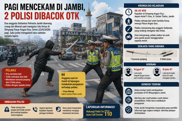 OTK Bersamurai Bacok Dua Polisi Lalulintas, Pasar Angso Duo Mendadak Mencekam