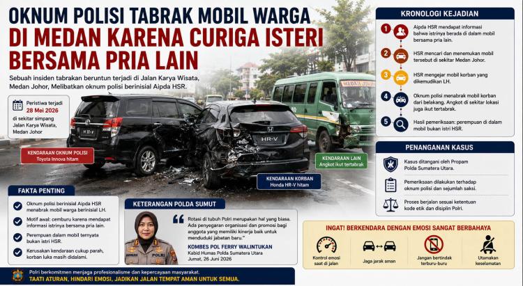 Curiga Istri Selingkuh, Oknum Polisi Tabrak Mobil Warga, Faktanya Malah Bikin Melongo