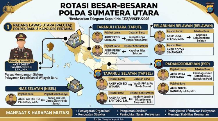 Kapolri Rotasi Perwira Menengah, Ini Daftar Lengkap Kapolres Baru di Sumut 
