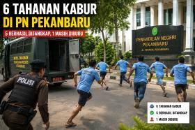 Pengadilan Pekanbaru Geger, Enam Tahanan Kabur Bikin Polisi Kalangkabut
