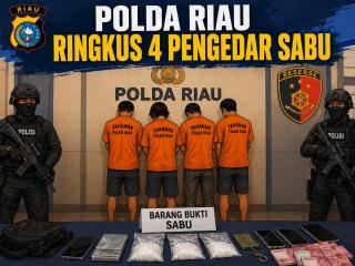 Tak Ada Ampun! Polda Riau Ringkus 4 Pengedar Sabu di Panger, Pemasok Utama Kini Jadi Target