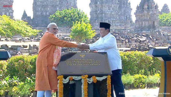 Prabowo dan PM Modi Resmikan Restorasi Candi Prambanan 10 Tahun, Lebih 200 Candi Dipugar