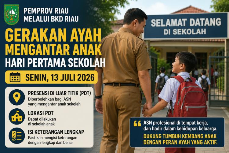 Pemprov Riau Ajak ASN Laki-Laki Antar Anak Sekolah, Presensi Bisa Dilakukan dari Lokasi Sekolah