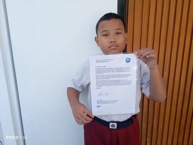 NASA Berikan Sertifikat Penghargaan kepada Ibrahim Al Abrar atas Temuan Kerentanan Sistem
