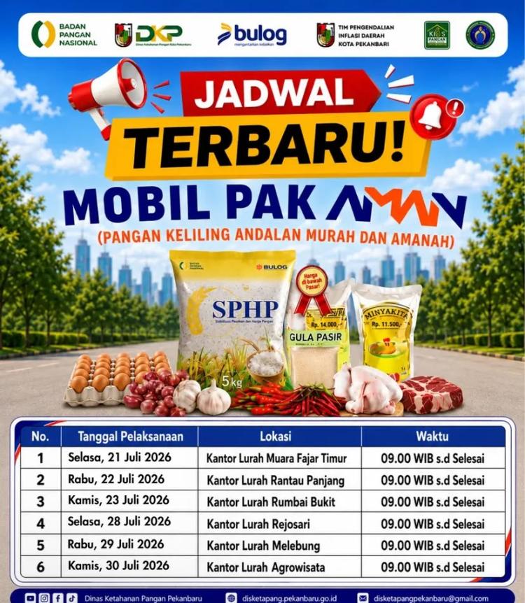 Catat! Mobil Pak Aman Keliling Pekanbaru Hingga 30 Juli, Sembako Murah Dijual di 6 Kelurahan
