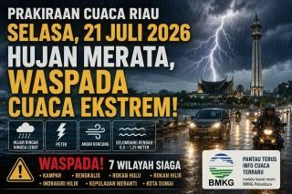BMKG: Hampir Seluruh Riau akan Diguyur Hujan Hari Ini!
