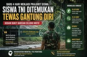 Baru Empat Hari Masuk Rindam, Siswa TNI Ditemukan Tewas di Bawah Pohon